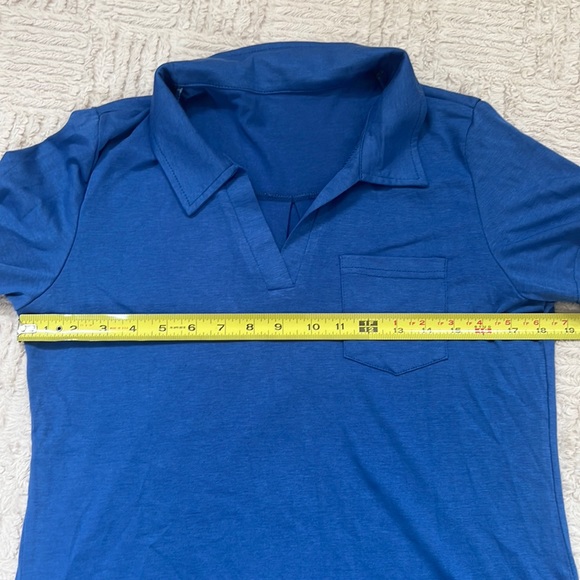 AKEWEI V-Neck Polo Shirt Short Sleeve Collared Tops Casual Tunic Blouse Medium - Picture 16 of 16